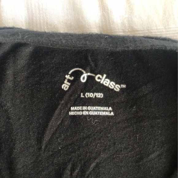 Art Class Girls Middle Twist Black Short Sleeved Shirt Size Large - Picture 3 of 4